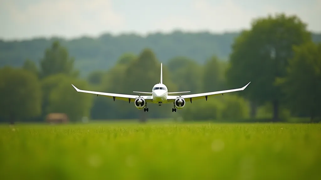 RC airplane soaring over a green field