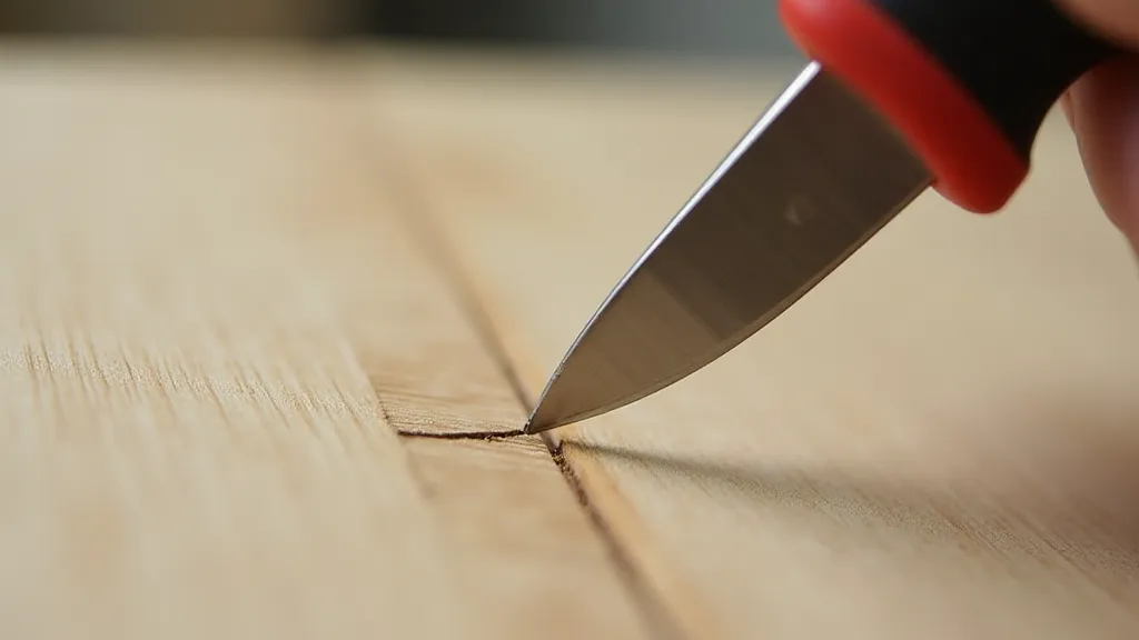 Hobby knife cutting balsa wood
