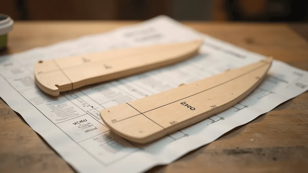 Balsa wood fuselage sides cut from plan