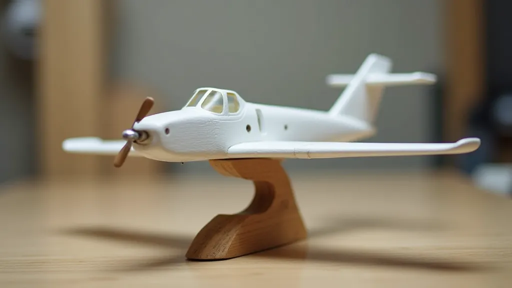 RC airplane being balanced on a cradle