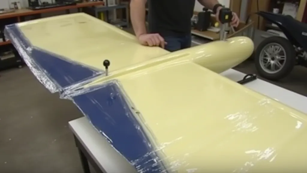 RC airplane wing covered with Monokote
